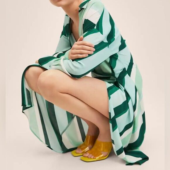 Mango Wrap Stripped Print Dress - Picture 2 of 4